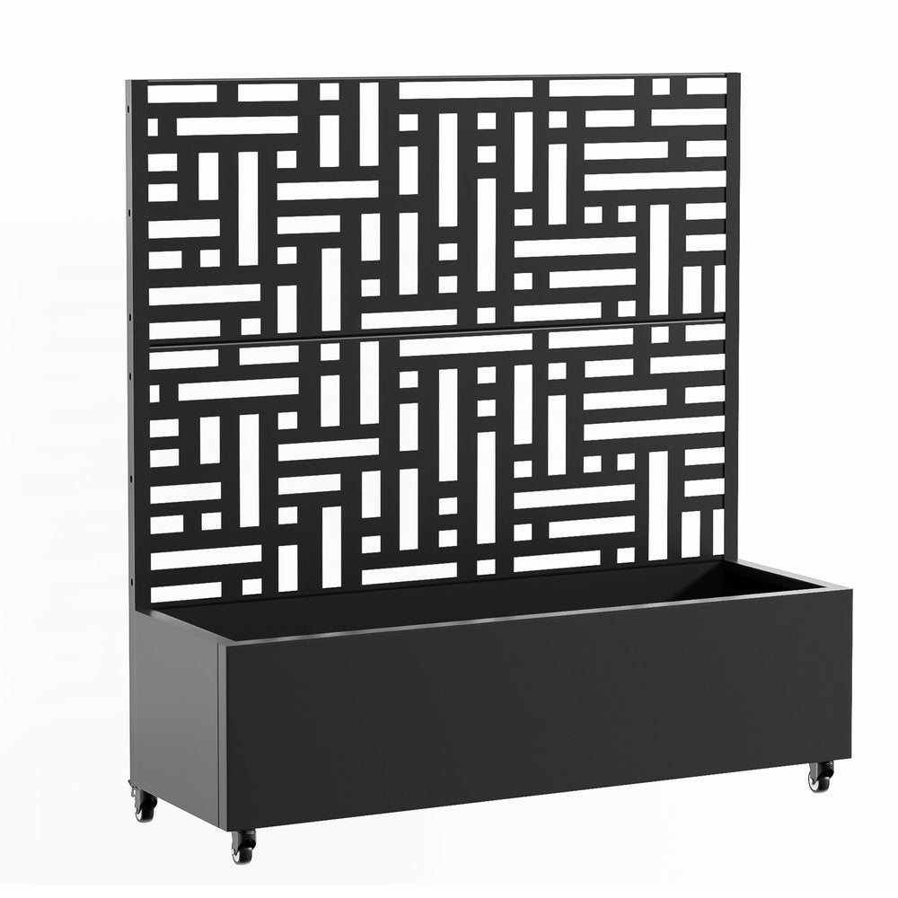 47" X 47" Black Galvanized Metal Rectangular Planter Box
