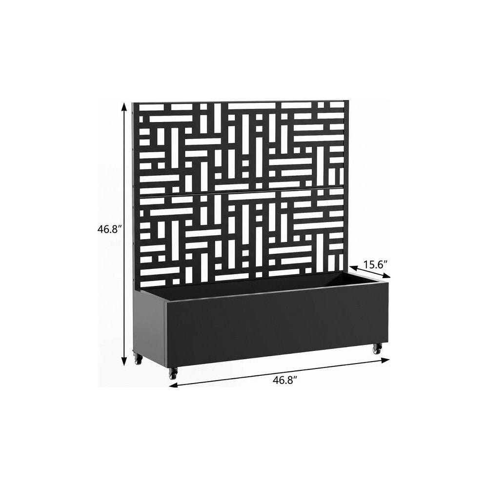47" X 47" Black Galvanized Metal Rectangular Planter Box