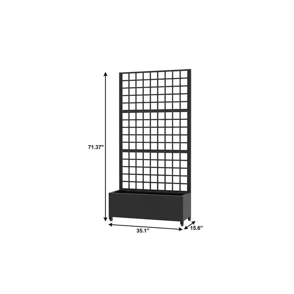 71" X 35" Black Galvanized Metal Rectangular Planter Box