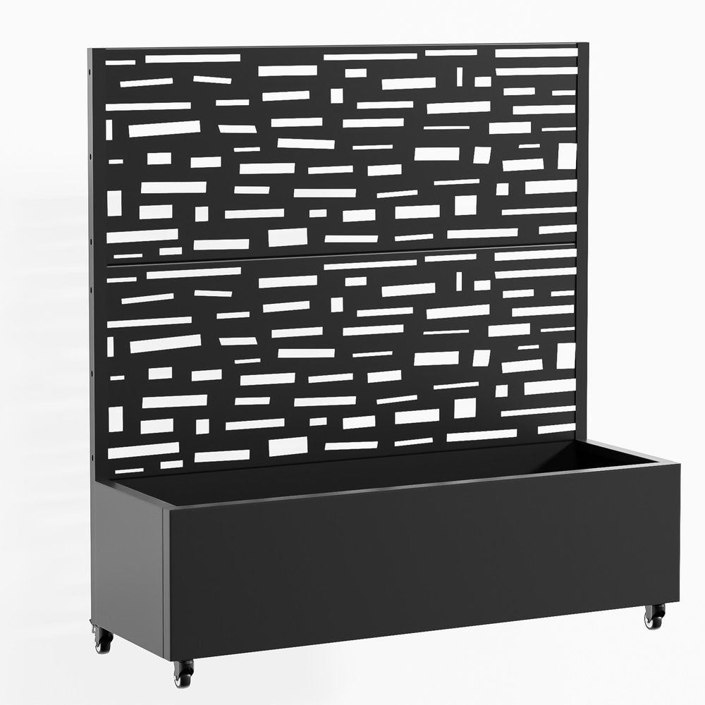 47" X 47" Black Galvanized Metal Rectangular Planter Box