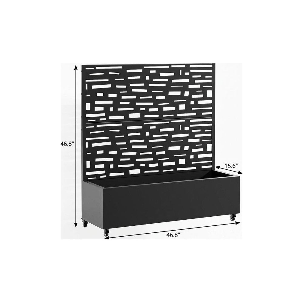 47" X 47" Black Galvanized Metal Rectangular Planter Box