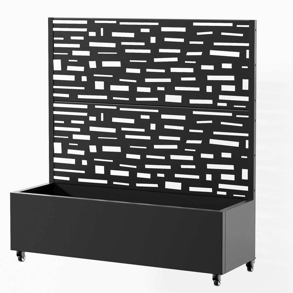 47" X 47" Black Galvanized Metal Rectangular Planter Box