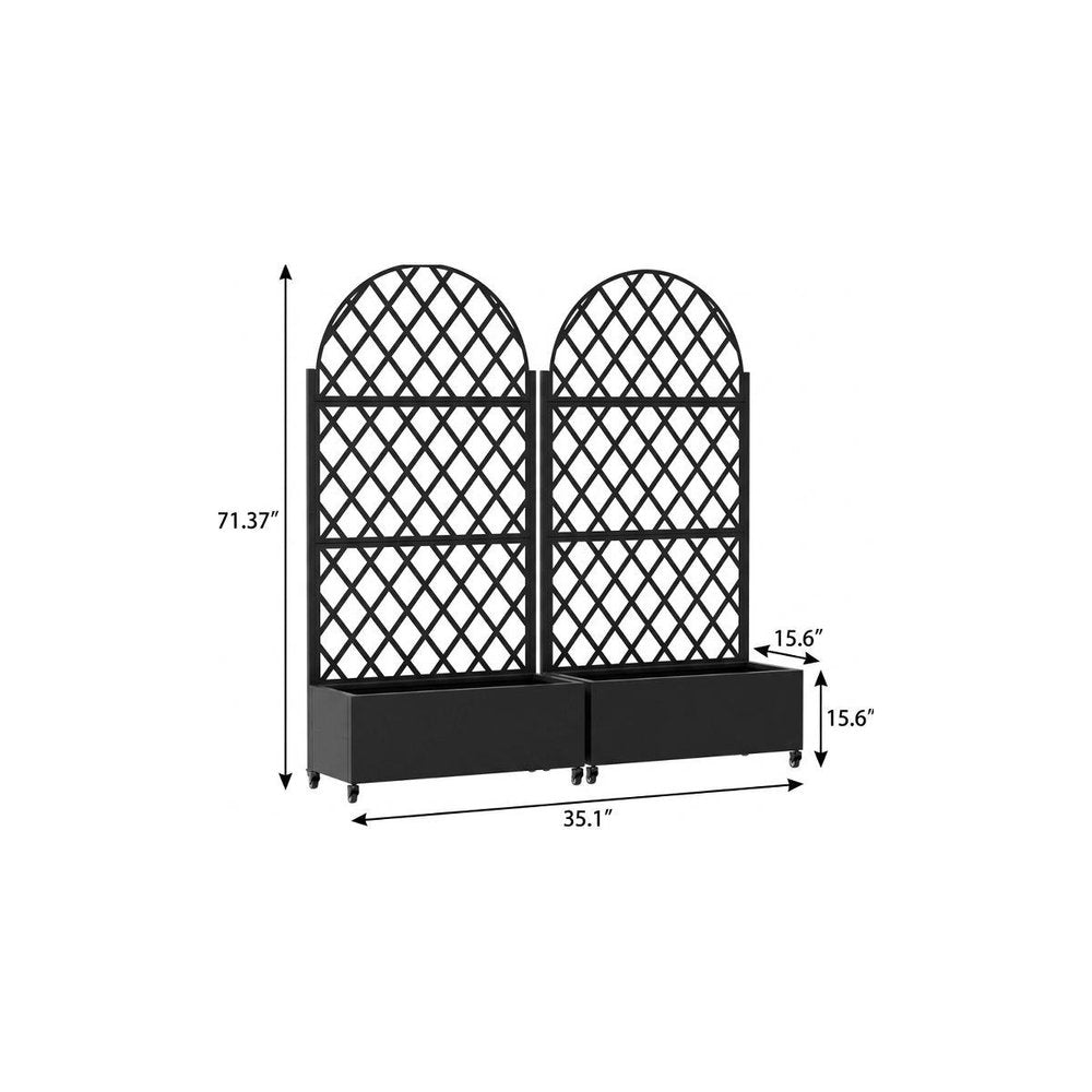 71" X 35" Black Galvanized Metal Rectangular Planter Box