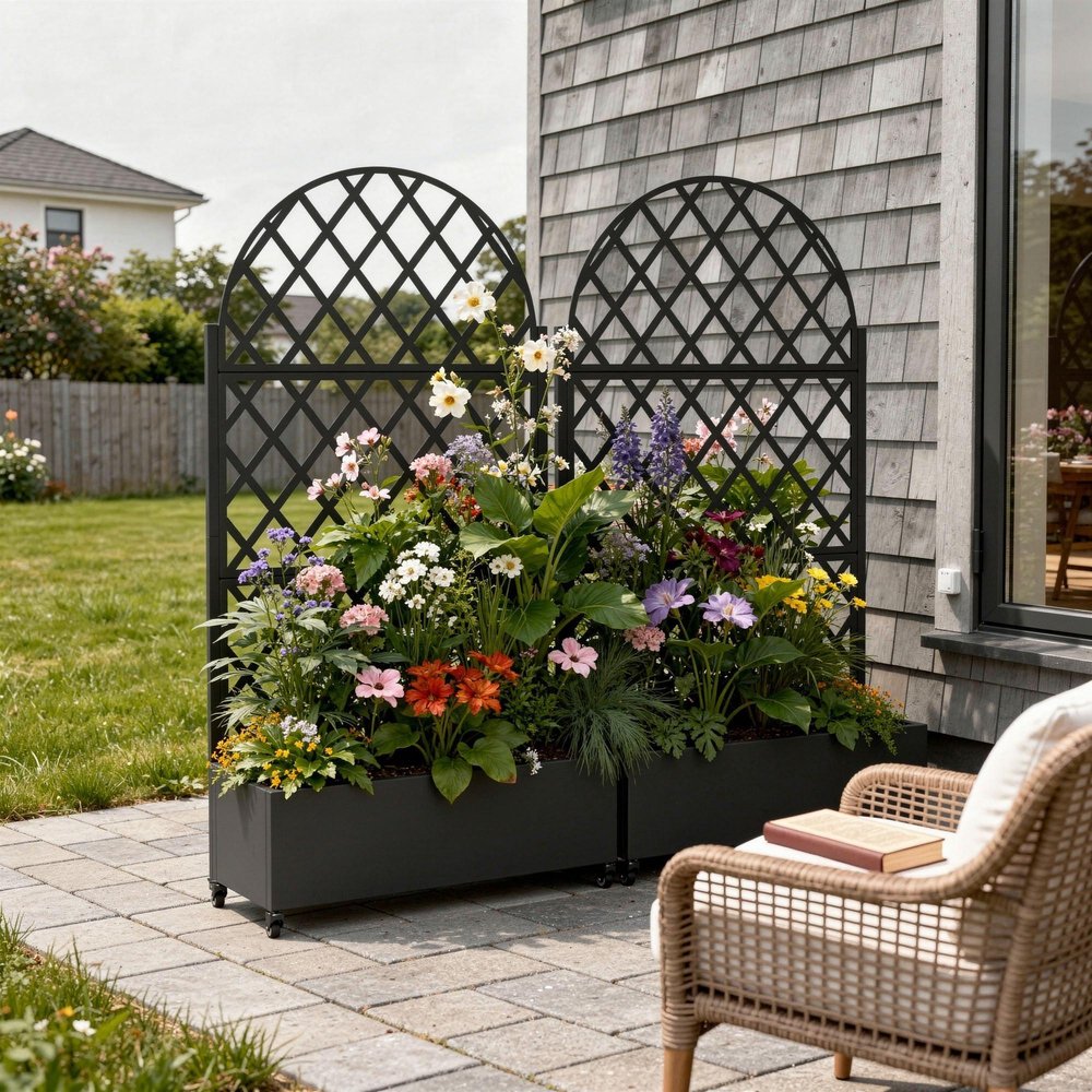 71" X 35" Black Galvanized Metal Rectangular Planter Box