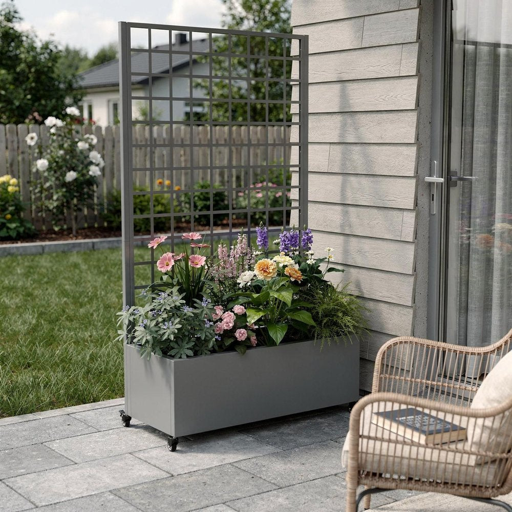 71" X 35" Gray Galvanized Metal Rectangular Planter Box