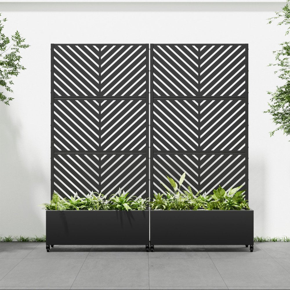 71" X 35" Black Galvanized Metal Rectangular Planter Box