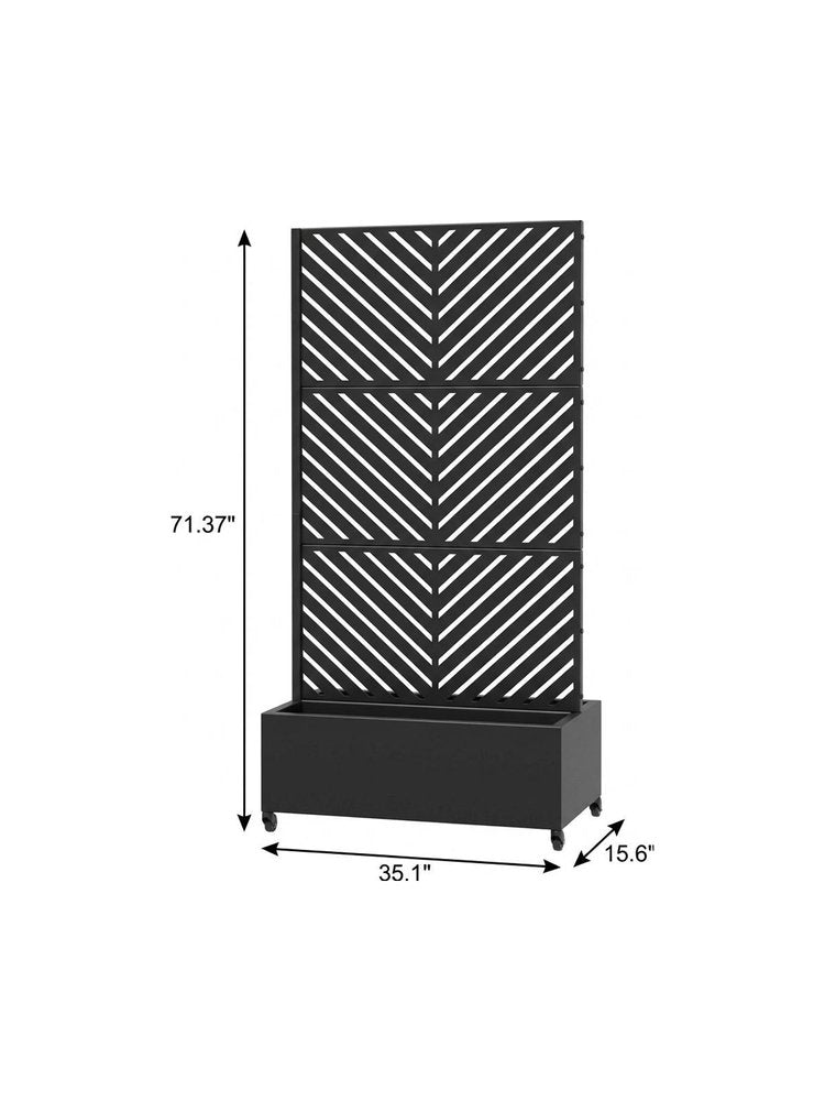 71" X 35" Black Galvanized Metal Rectangular Planter Box