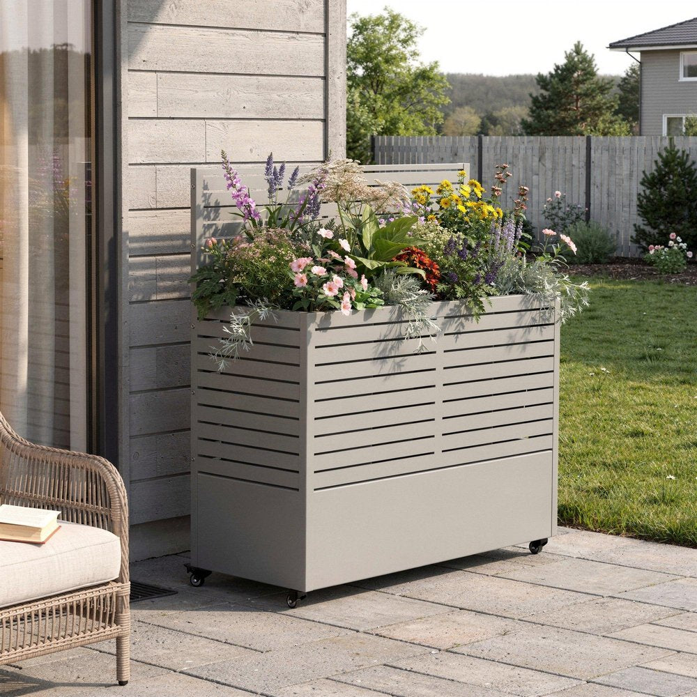 47" X 47" Gray Galvanized Metal Rectangular Planter Box
