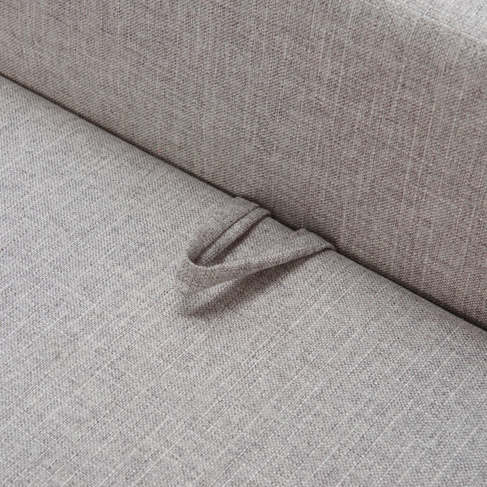 55" Gray Fabric Upholstered Storage Bench With Flip Top close-up highlighting the gray fabric surface.