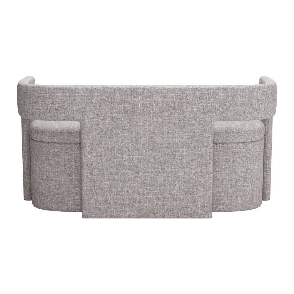 55" Gray Fabric Upholstered Storage Bench With Flip Top. Bench isolated on a plain white background, showing a gray fabric surface.