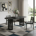 79" Black Solid Wood Double Pedestal Base Oval Dining Table