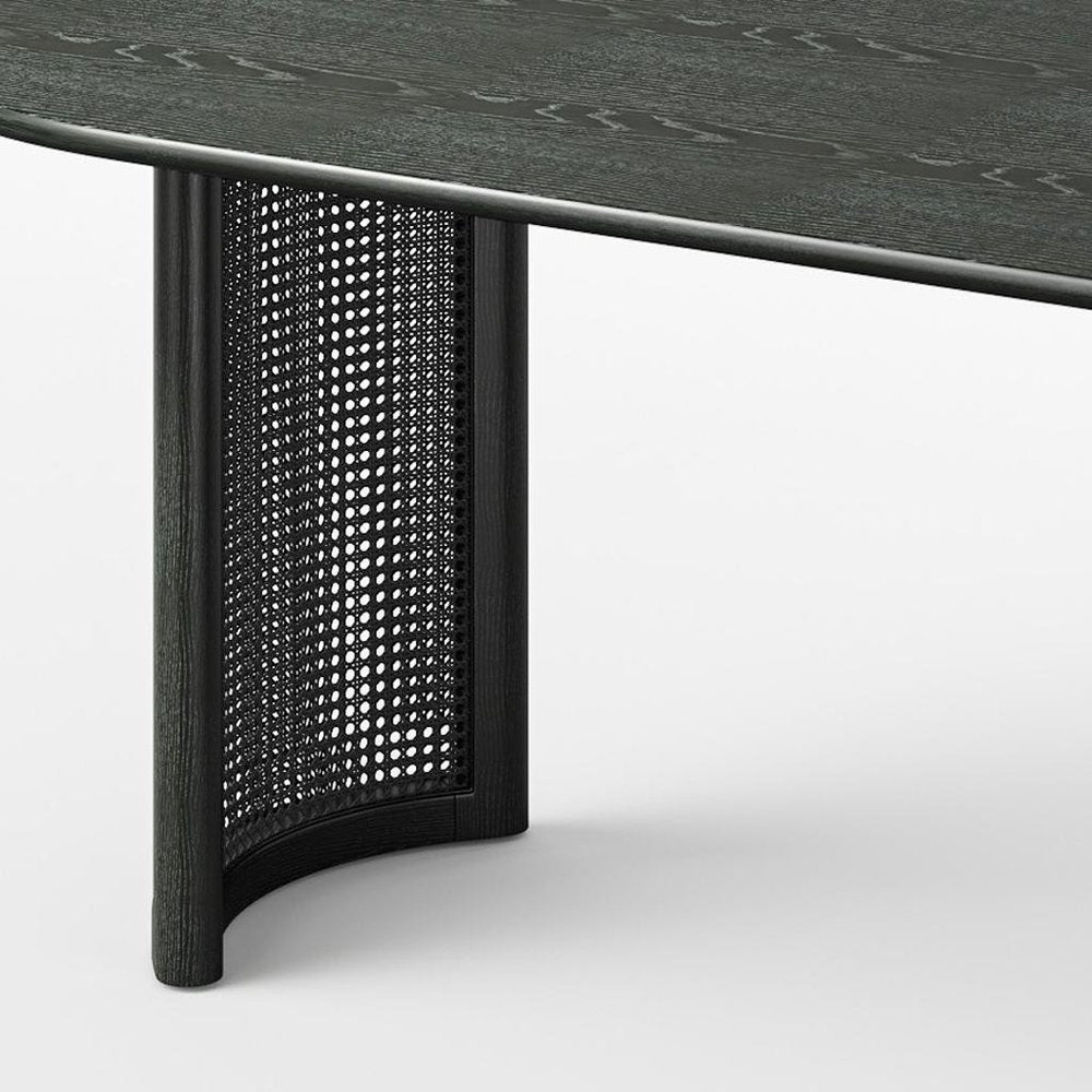 79" Black Solid Wood Double Pedestal Base Oval Dining Table
