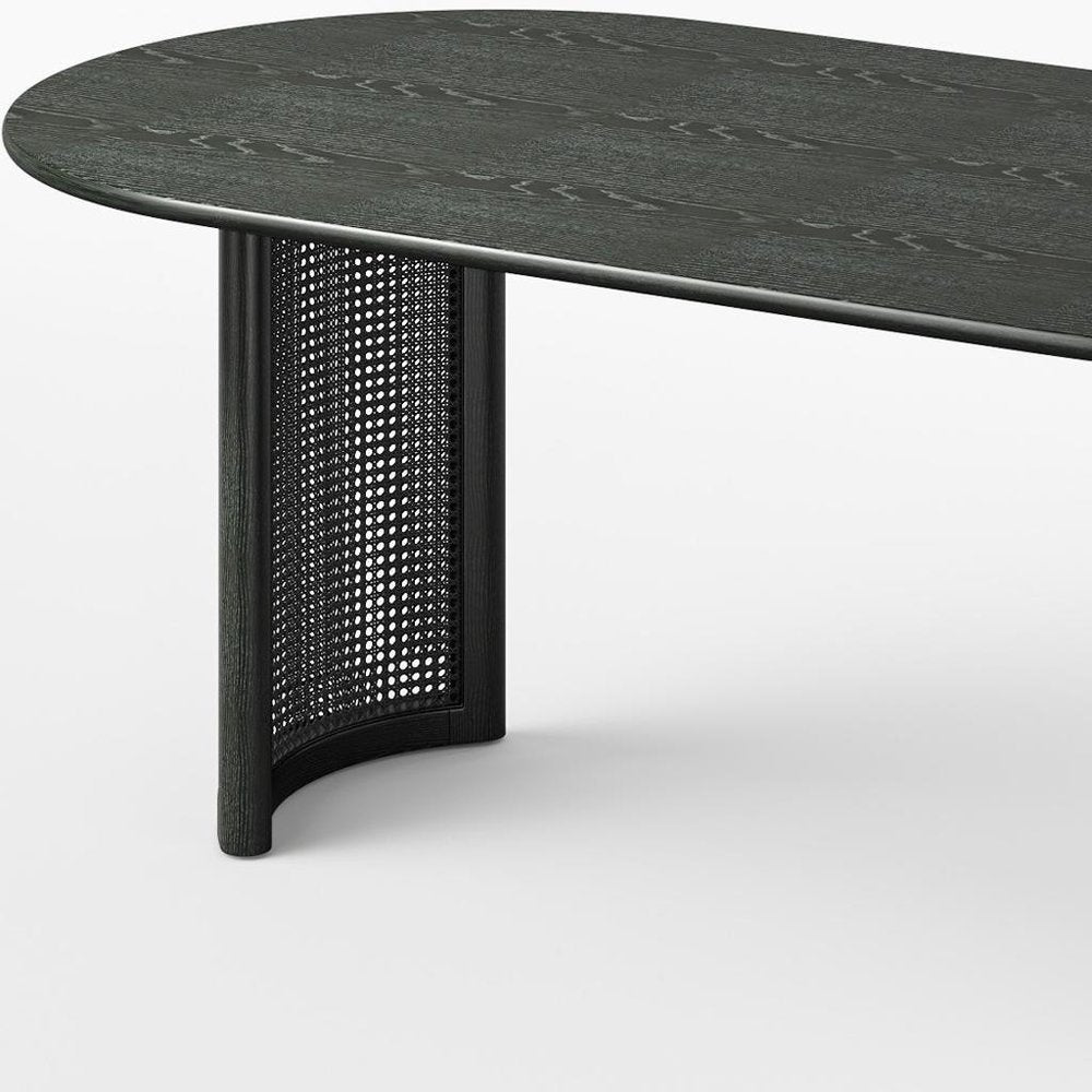 79" Black Solid Wood Double Pedestal Base Oval Dining Table