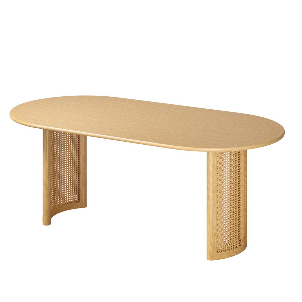 79" Natural Wood Double Pedestal Base Oval Dining Table