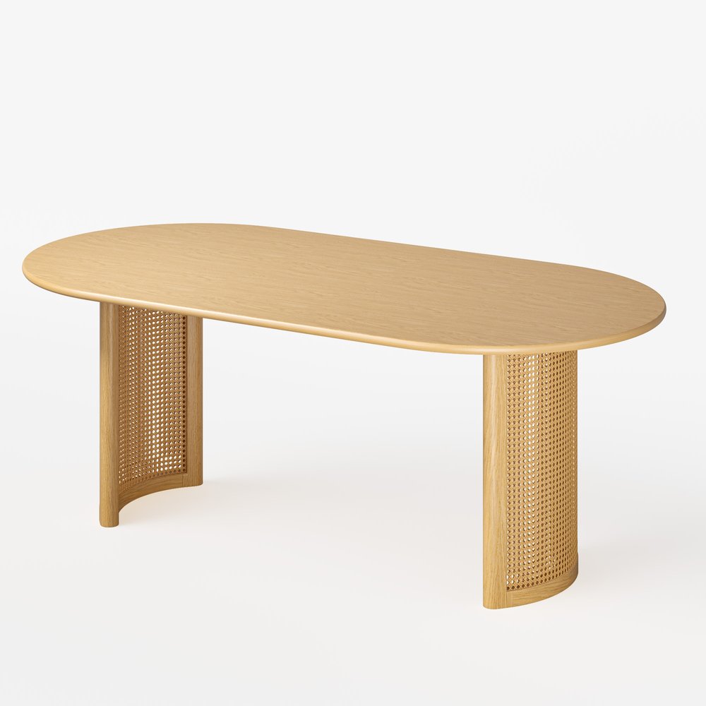 79" Natural Wood Double Pedestal Base Oval Dining Table