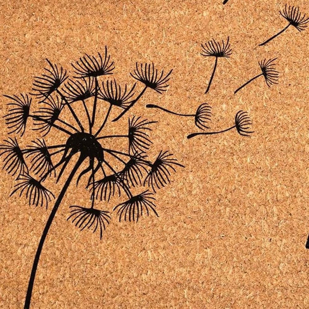 36" X 72" Brown And Black Floral Hello Outdoor Coir Door Mat