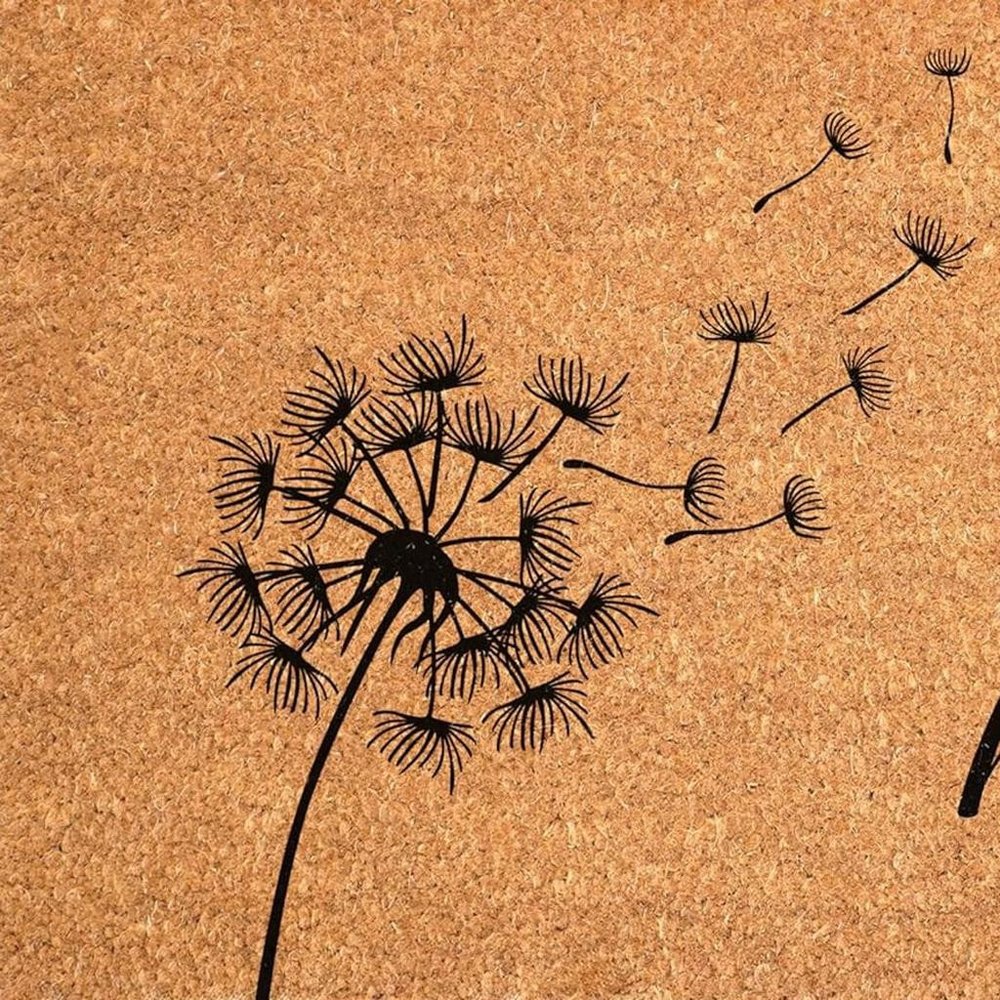 36" X 72" Brown And Black Floral Hello Outdoor Coir Door Mat