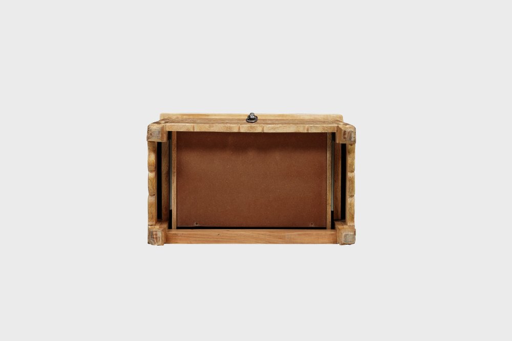 30" Brown Solid Wood Square Distressed Carved Floral Three Drawer Nightstand. Nightstands & bedside table isolated on a plain white background, in a brown wood finish.