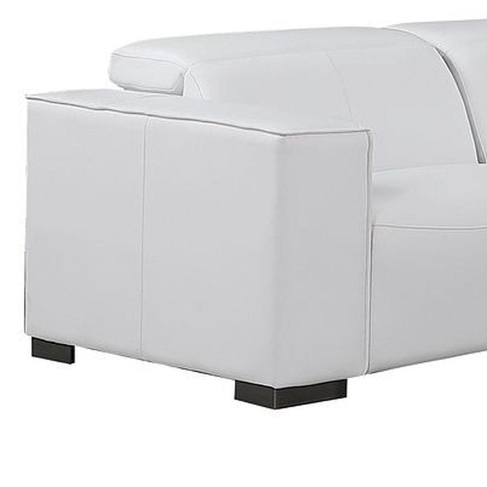 Two Piece White Genuine Leather Five Person Seating Set - SKU 721604 on a white background
