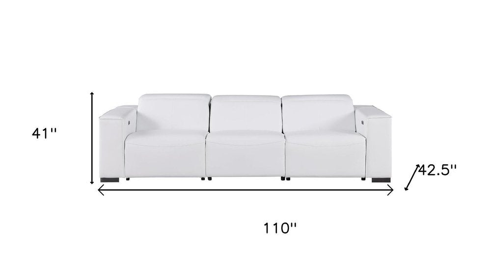 Two Piece White Genuine Leather Five Person Seating Set - SKU 721604 on a white background