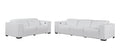 Two Piece White Genuine Leather Five Person Seating Set - SKU 721604 on a white background