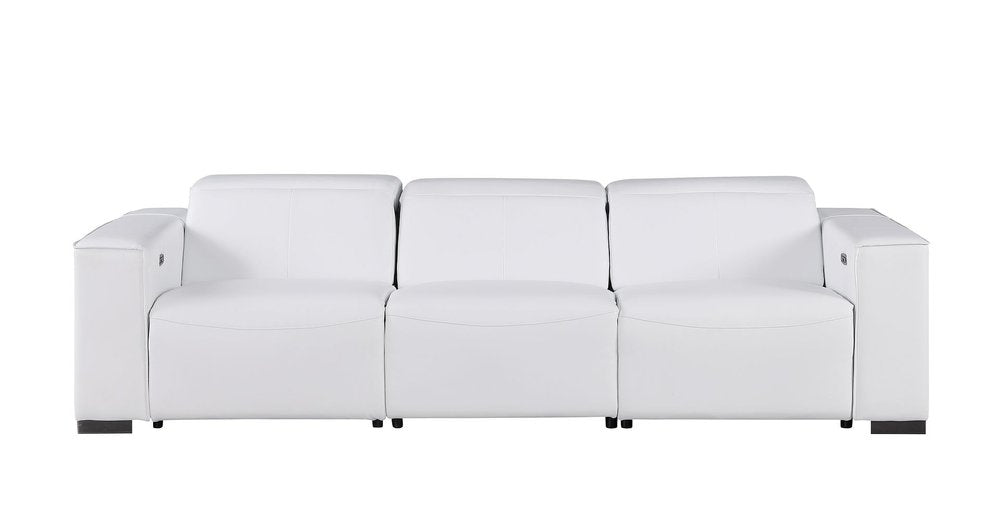 Two Piece White Genuine Leather Five Person Seating Set - SKU 721604