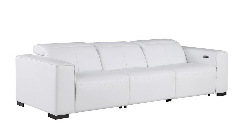 Two Piece White Genuine Leather Five Person Seating Set - SKU 721604