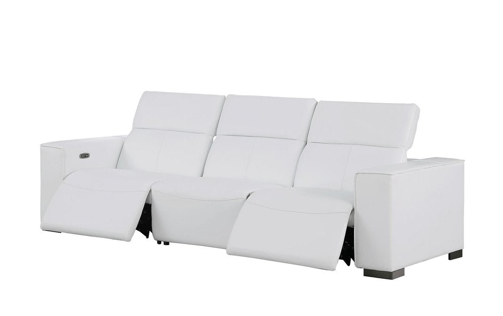 Two Piece White Genuine Leather Five Person Seating Set - SKU 721604