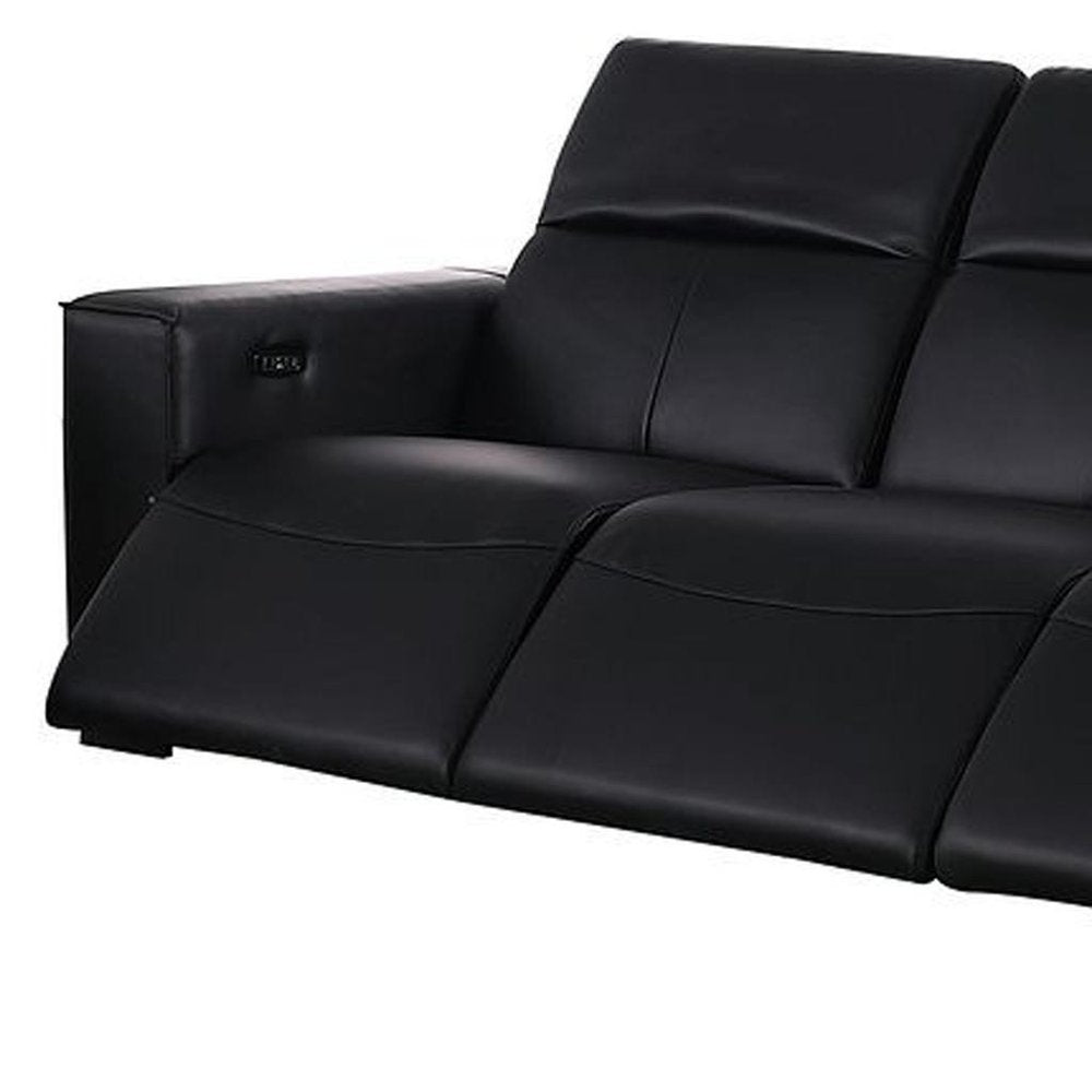 Two Piece Black Genuine Leather Five Person Seating Set