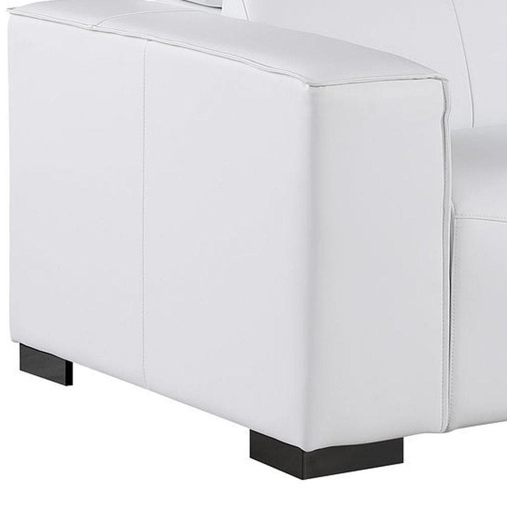 Two Piece White Genuine Leather Five Person Seating Set - SKU 721609 on a white background