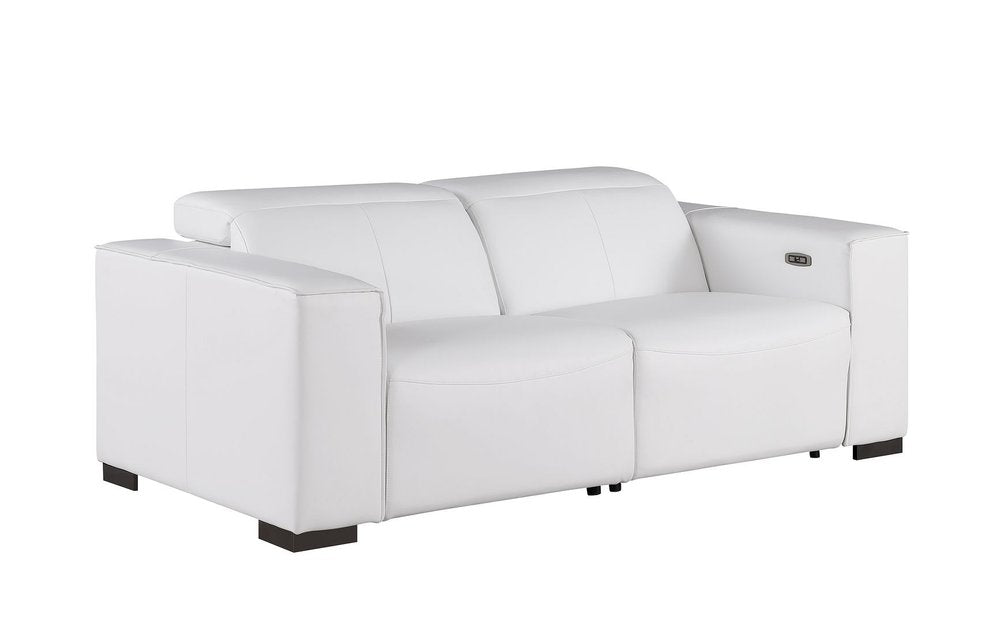 Two Piece White Genuine Leather Five Person Seating Set - SKU 721609