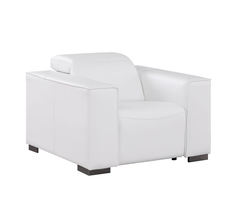 Two Piece White Genuine Leather Five Person Seating Set - SKU 721609