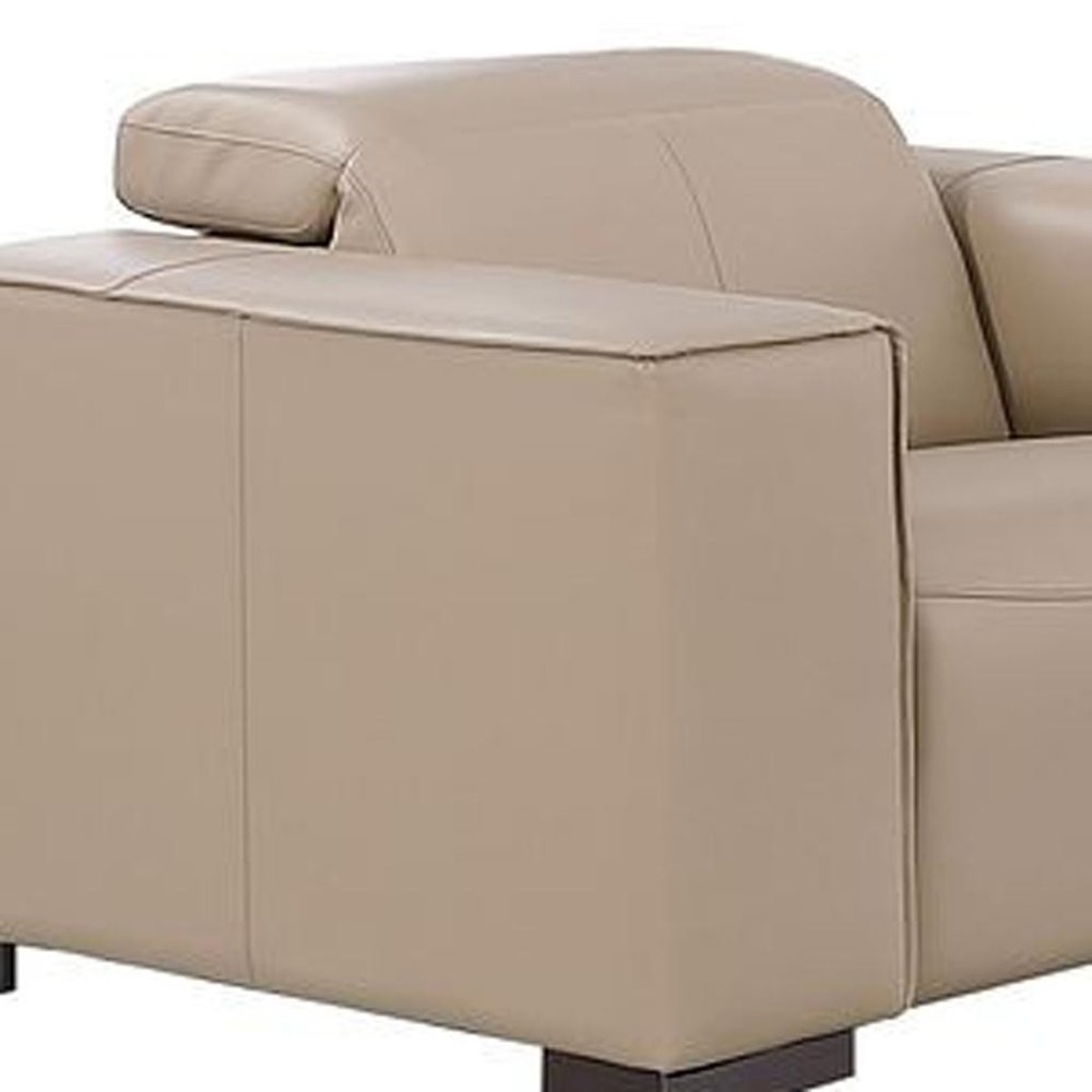 Two Piece Beige Genuine Leather Five Person Seating Set