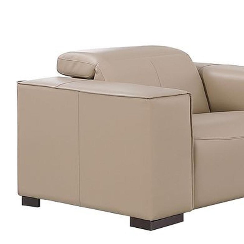 Two Piece Beige Genuine Leather Five Person Seating Set