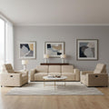 Two Piece Beige Genuine Leather Five Person Seating Set