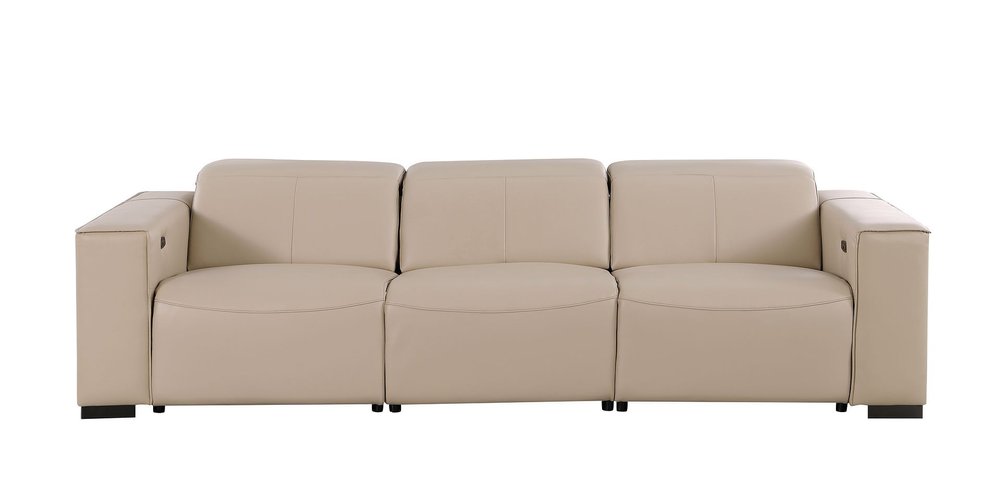 Two Piece Beige Genuine Leather Five Person Seating Set