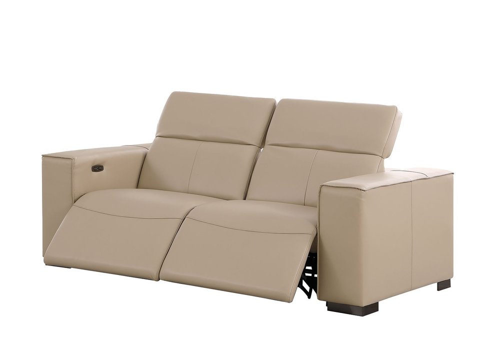 Two Piece Beige Genuine Leather Five Person Seating Set