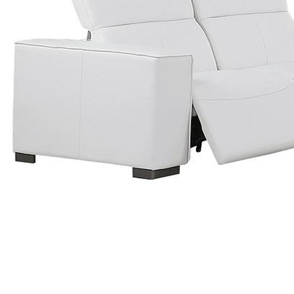Two Piece White Genuine Leather Five Person Seating Set on a white background