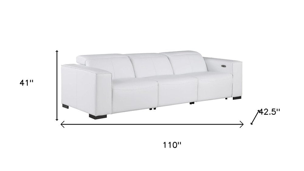 Two Piece White Genuine Leather Five Person Seating Set on a white background