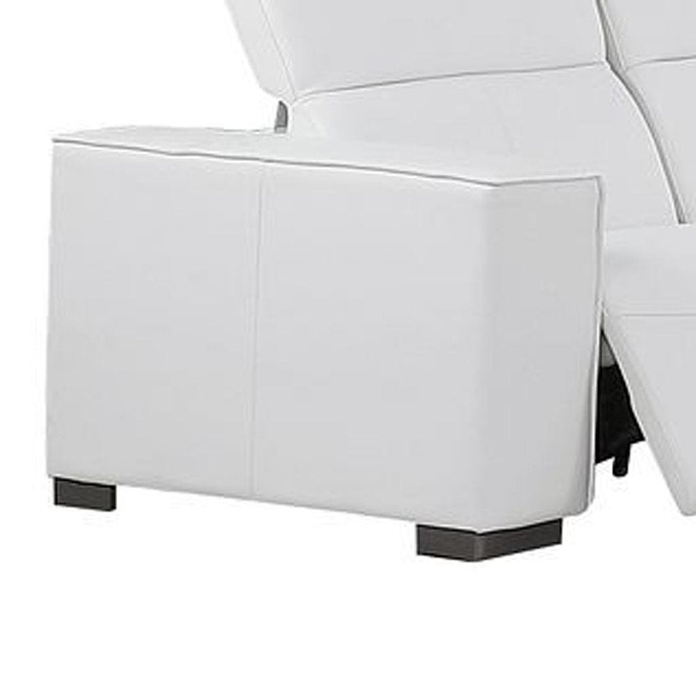 Two Piece White Genuine Leather Five Person Seating Set on a white background