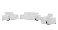 Two Piece White Genuine Leather Five Person Seating Set on a white background
