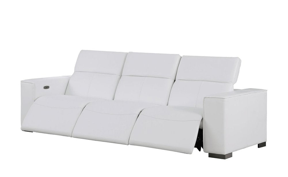 Two Piece White Genuine Leather Five Person Seating Set