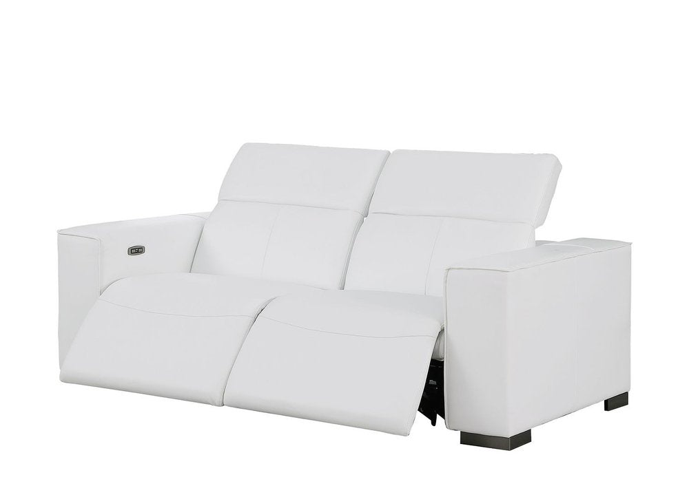 Two Piece White Genuine Leather Five Person Seating Set