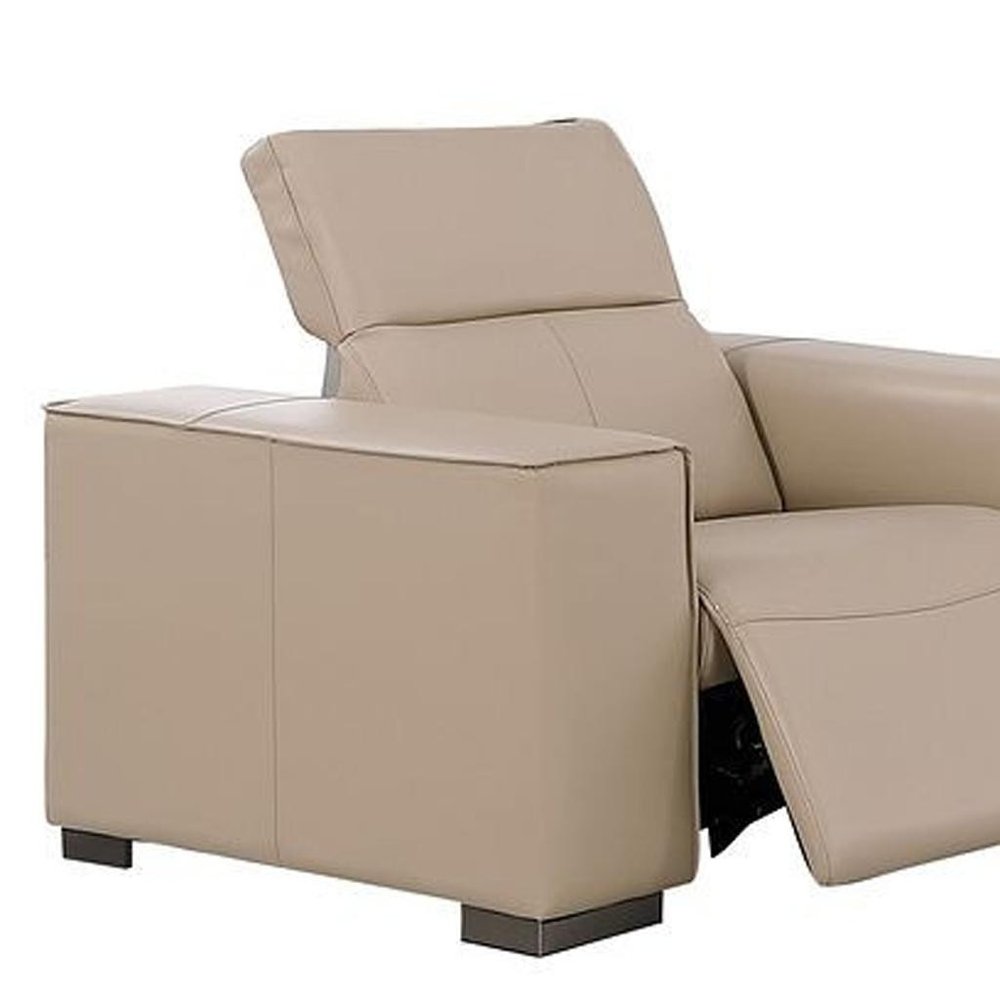 Two Piece Beige Genuine Leather Five Person Seating Set