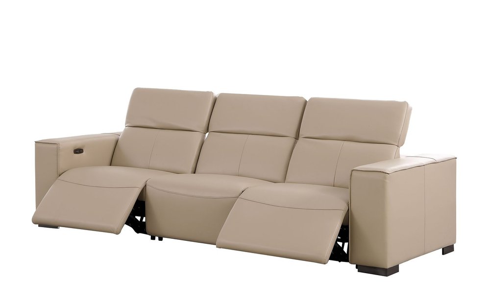 Two Piece Beige Genuine Leather Five Person Seating Set