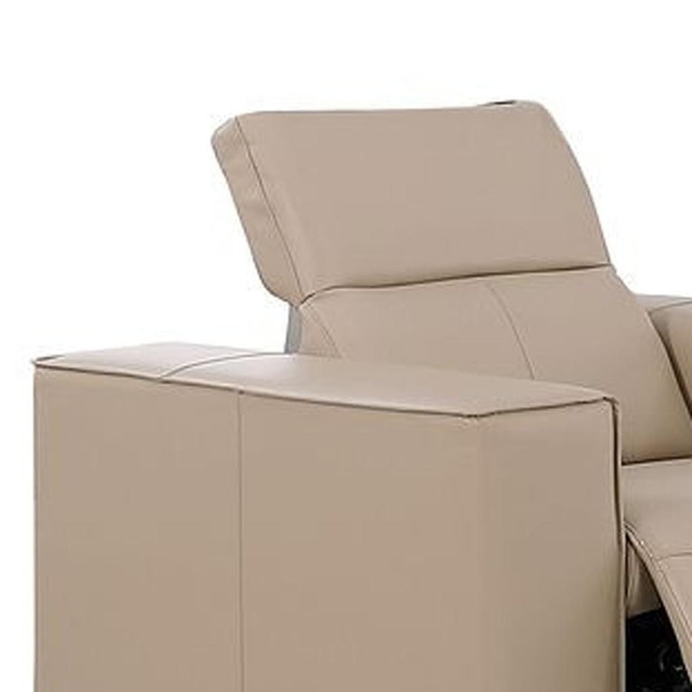 Two Piece Beige Genuine Leather Five Person Seating Set
