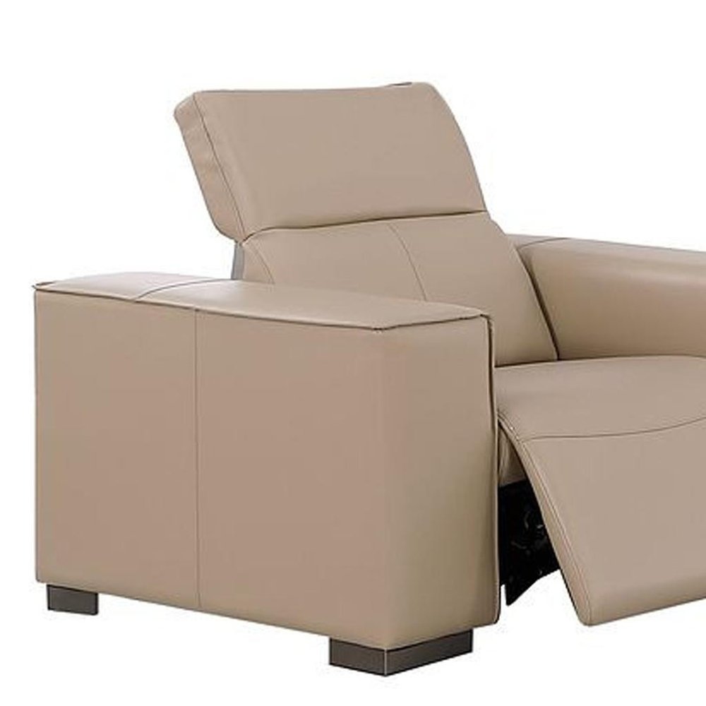 Two Piece Beige Genuine Leather Five Person Seating Set