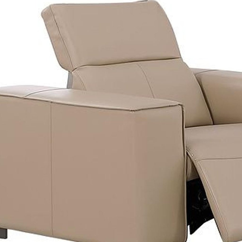 Two Piece Beige Genuine Leather Five Person Seating Set