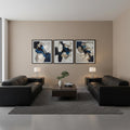 Two Piece Black Genuine Leather Five Person Seating Set