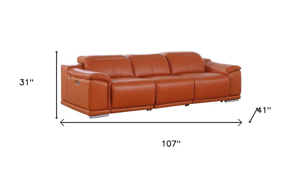 Two Piece Camel Genuine Leather Five Person Seating Set